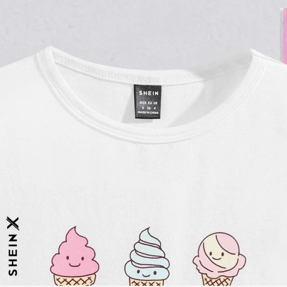 Shein | NWT | Drop Shoulder Graphic Tee | M | White | JIT8120463 - Picture 4 of 4